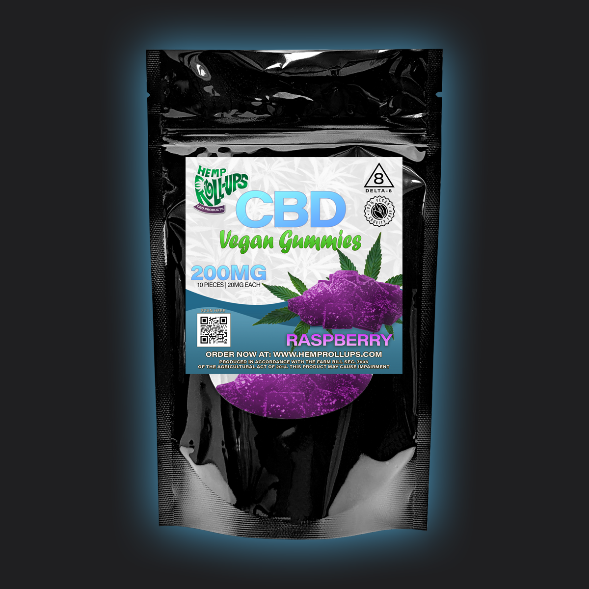 D8 CBD Vegan Raspberry Gummies