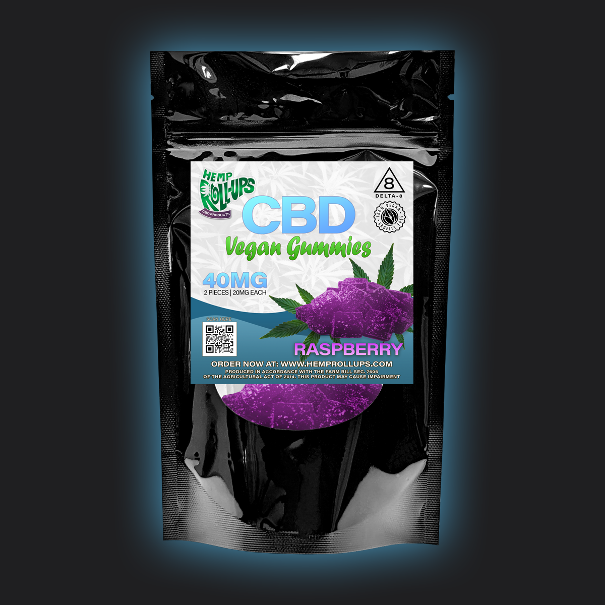 D8 CBD Vegan Raspberry Gummies